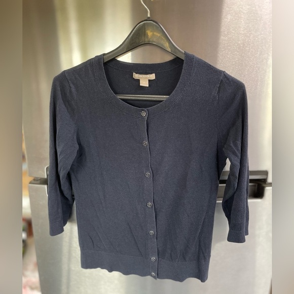 Banana Republic, Sweater‎ Women's size S Navy 3/4 Sleeve Cardigan with some wear - Picture 2 of 13